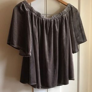 Velvet off the shoulder cropped top